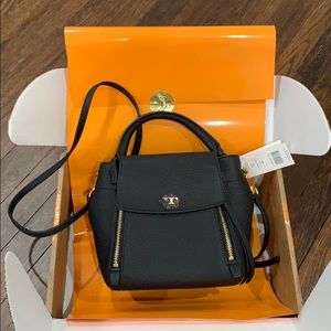 NWT Tory Burch Half Moon Cross-Body Bag, Black